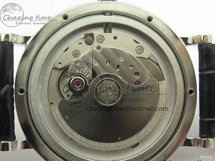 MIROTIME 0523 Affordable Portofino IW356501 SS V3 MK 1:1 Best Edition White Dial Gold Markers On Black Leather Strap MIYOTA 7196